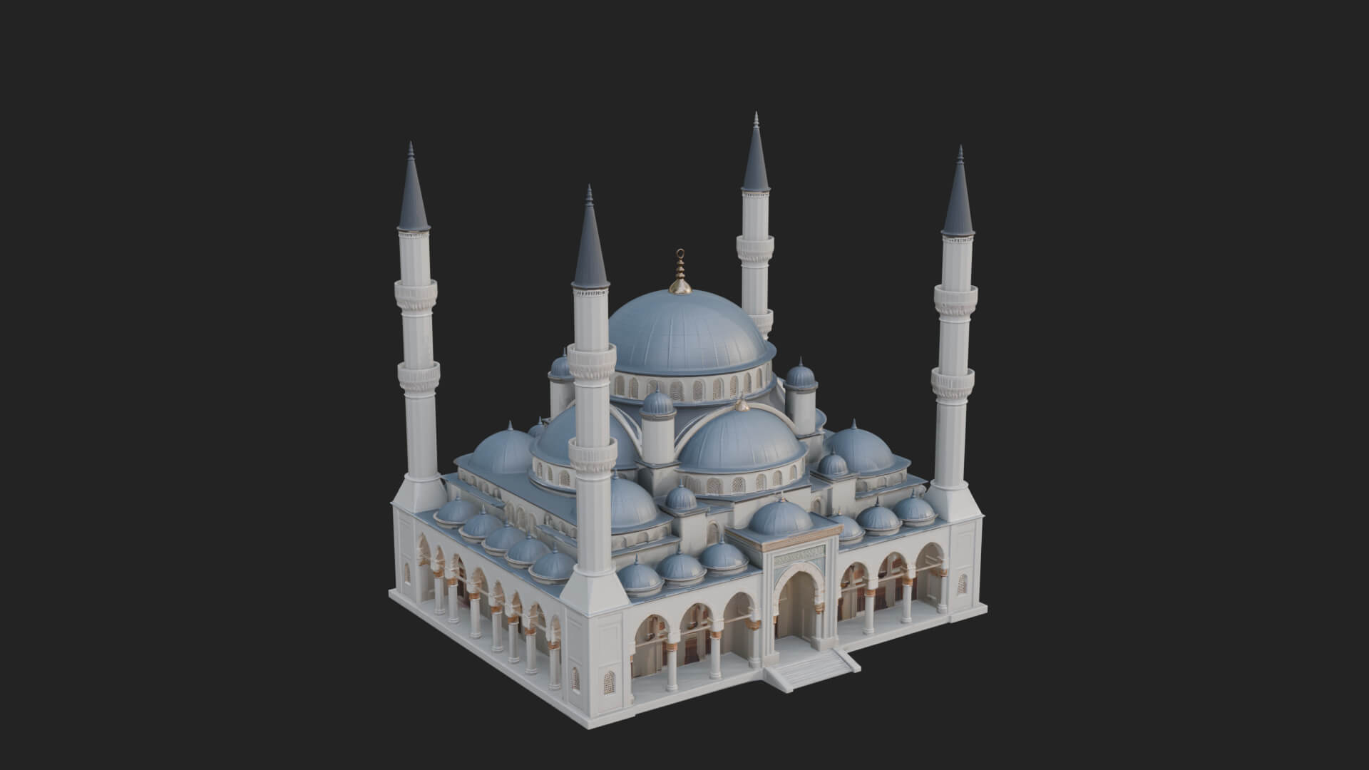 Domed Mosque Temple Design 2 3D Print Model 3D Model