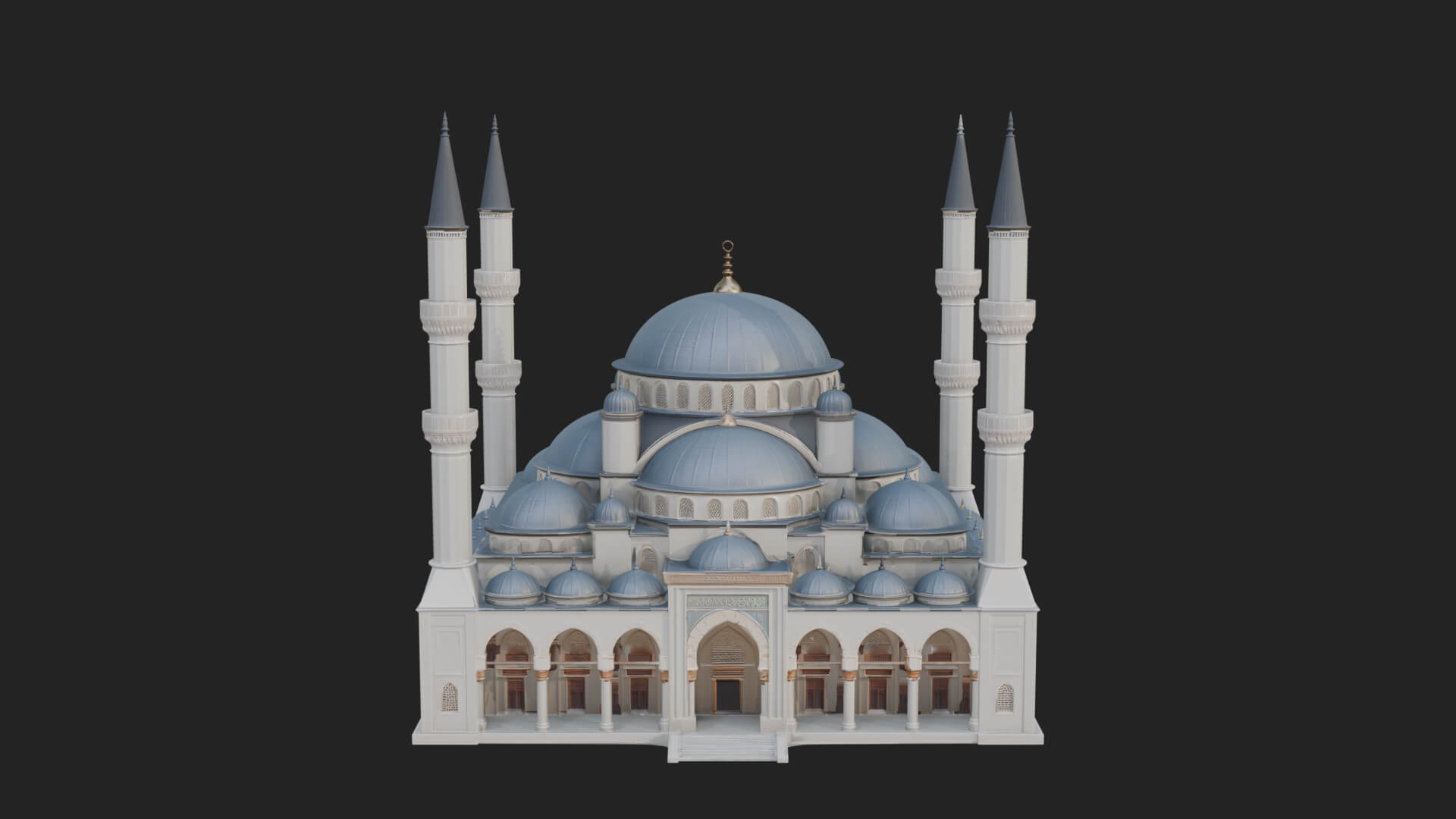 Domed Mosque Temple Design 2 3D Print Model 3D Model