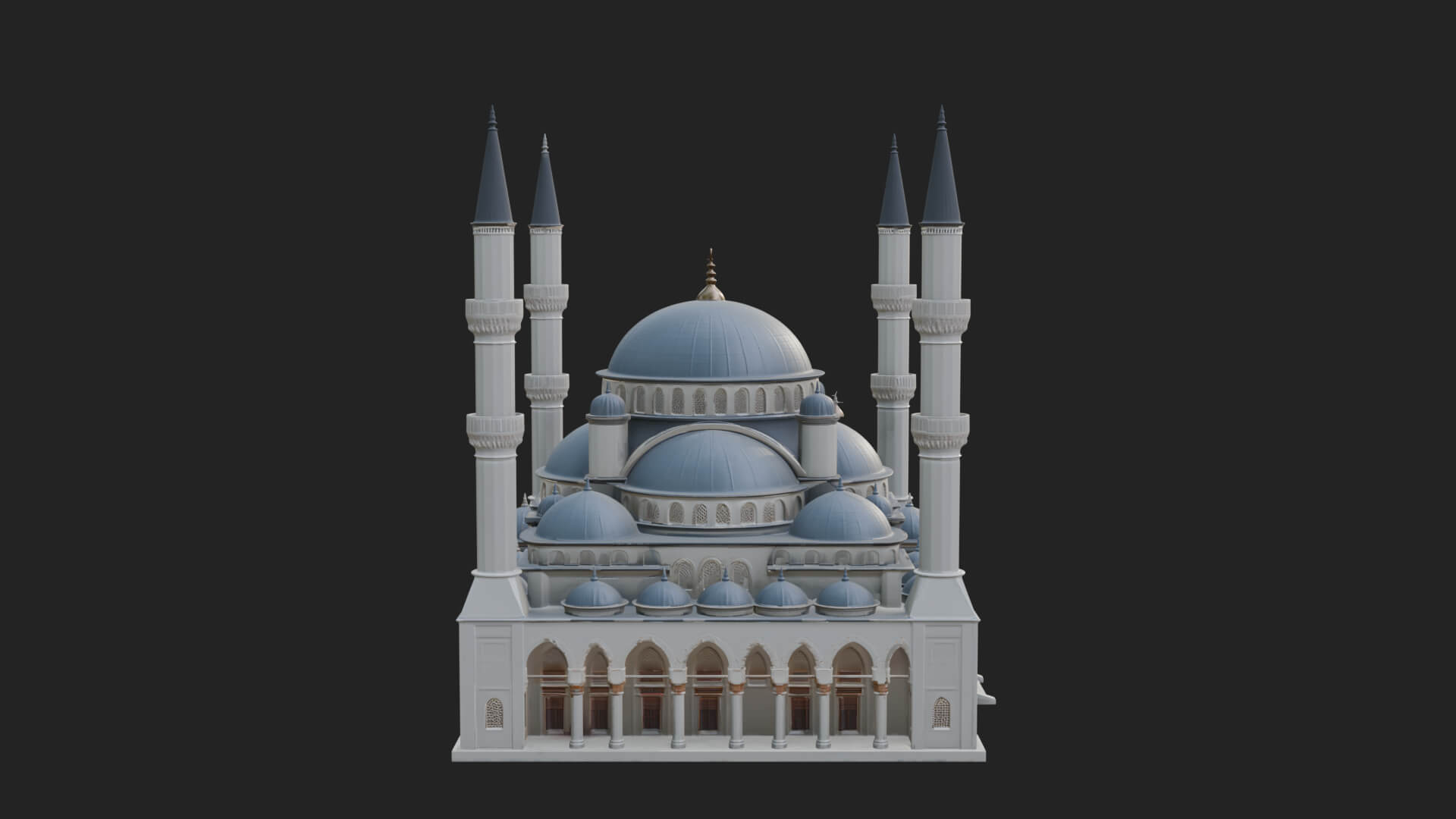 Domed Mosque Temple Design 2 3D Print Model 3D Model