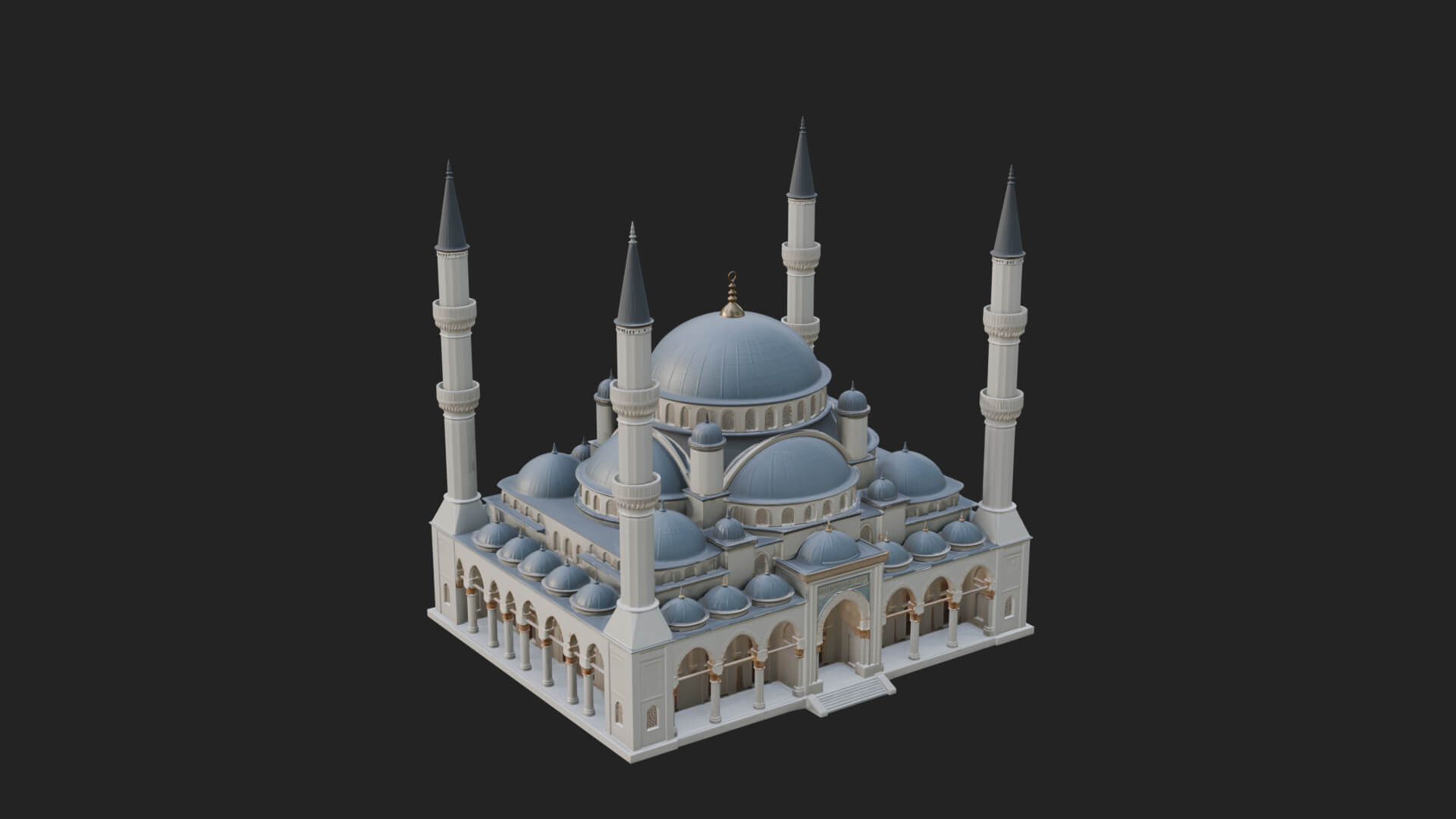Domed Mosque Temple Design 2 3D Print Model 3D Model