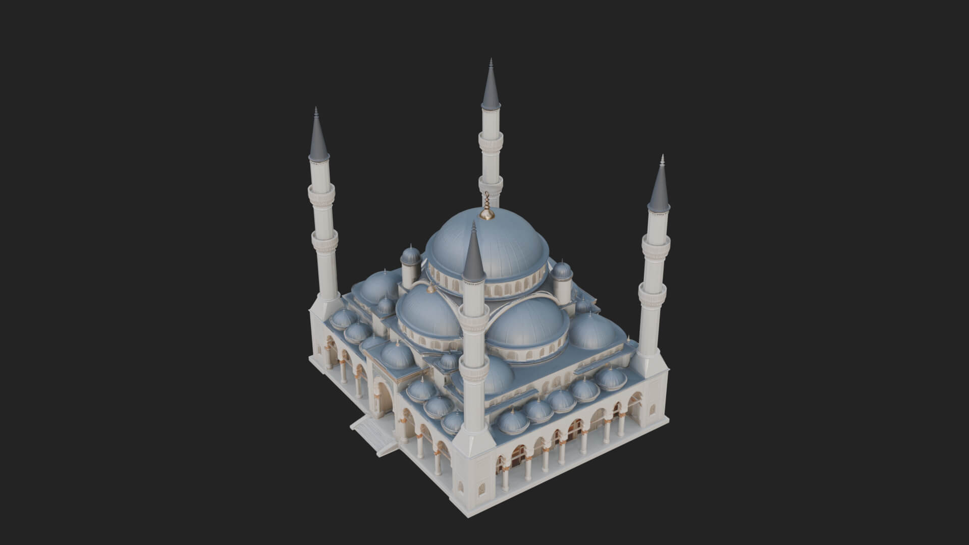 Domed Mosque Temple Design 2 3D Print Model 3D Model