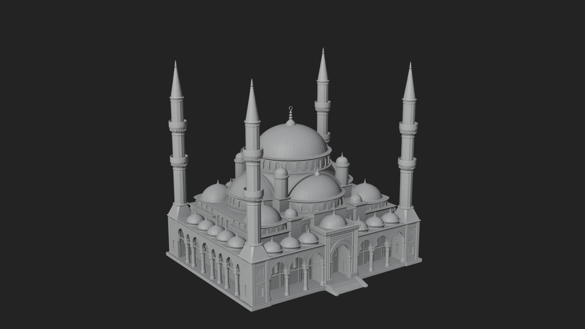 Domed Mosque Temple Design 2 3D Print Model 3D Model