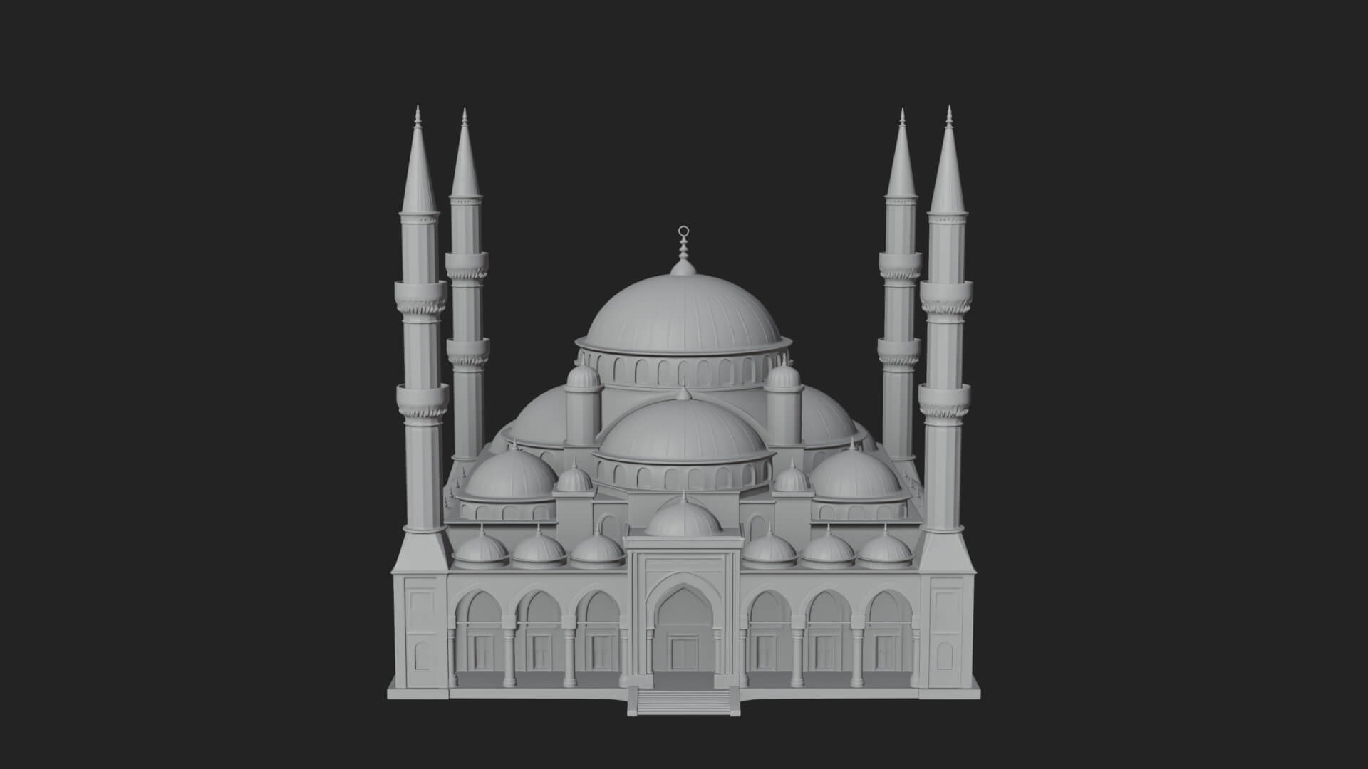 Domed Mosque Temple Design 2 3D Print Model 3D Model