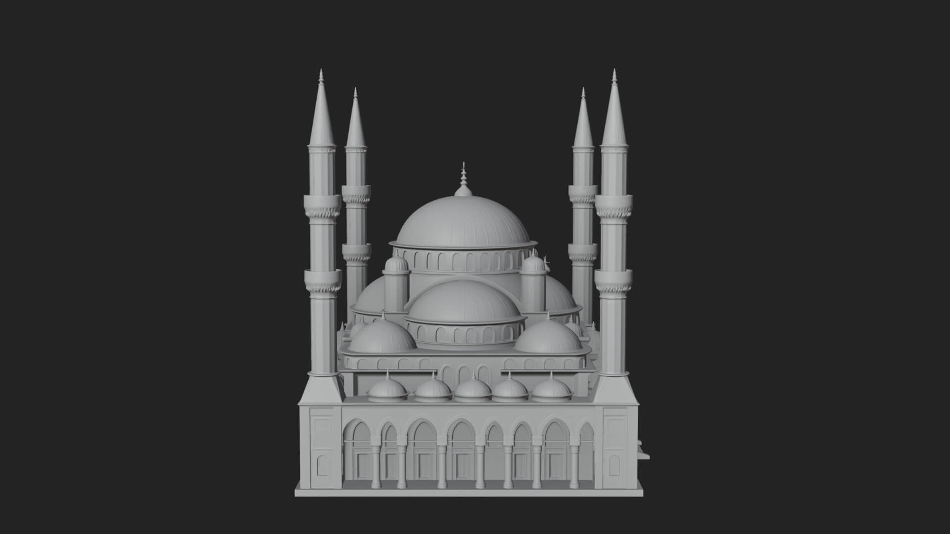 Domed Mosque Temple Design 2 3D Print Model 3D Model