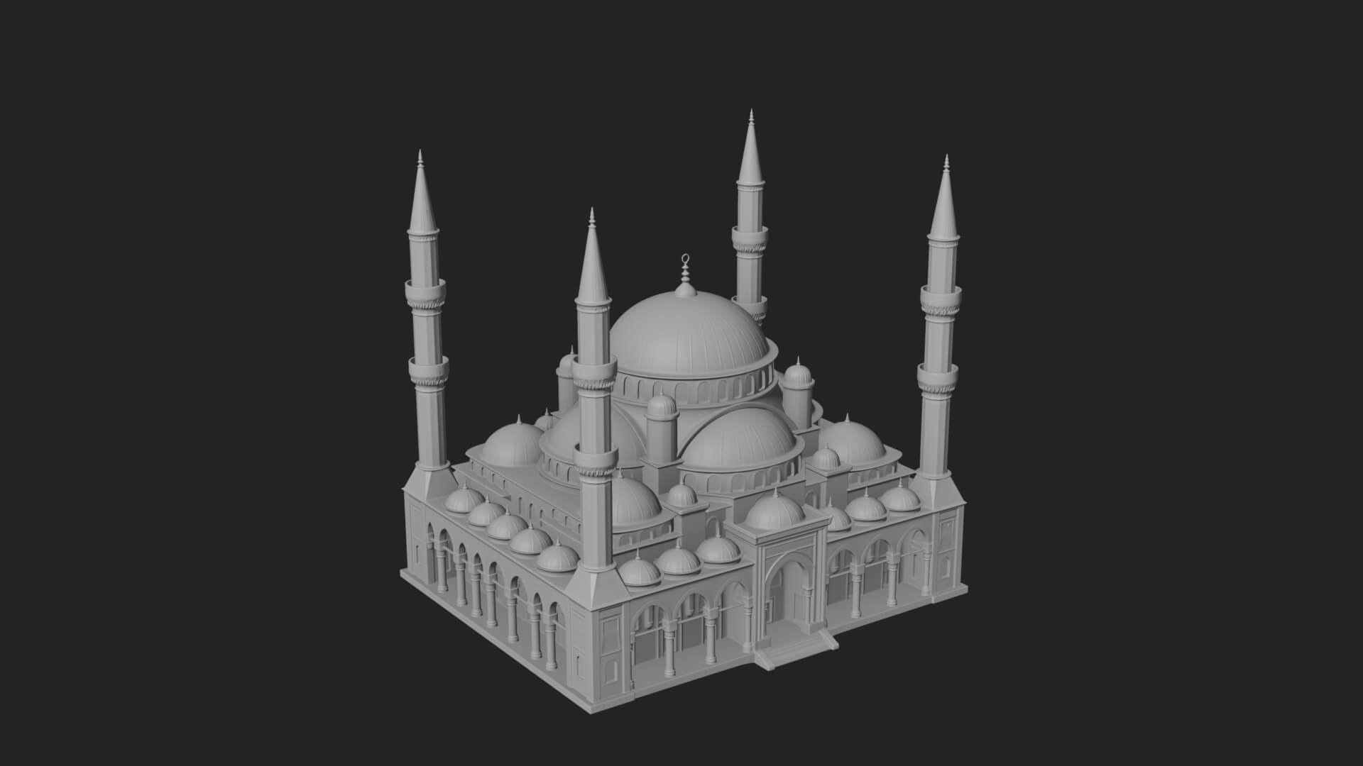 Domed Mosque Temple Design 2 3D Print Model 3D Model