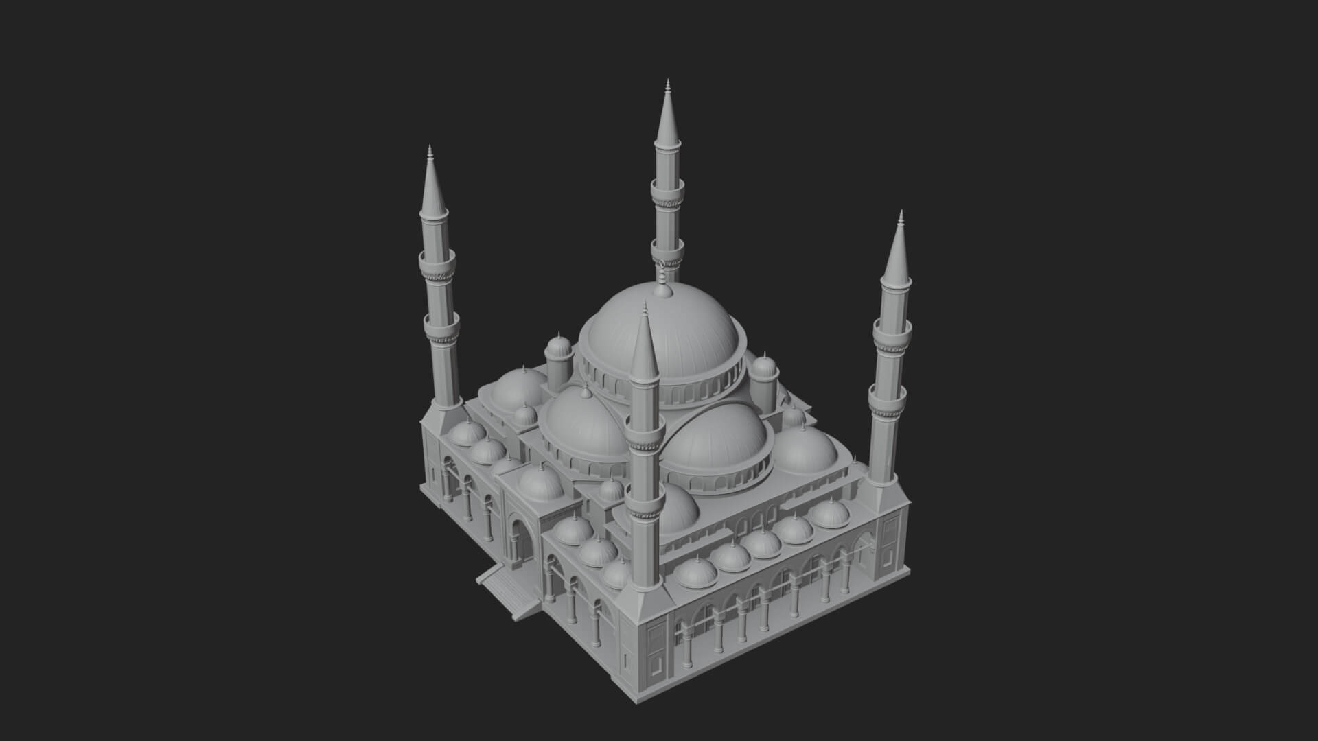 Domed Mosque Temple Design 2 3D Print Model 3D Model