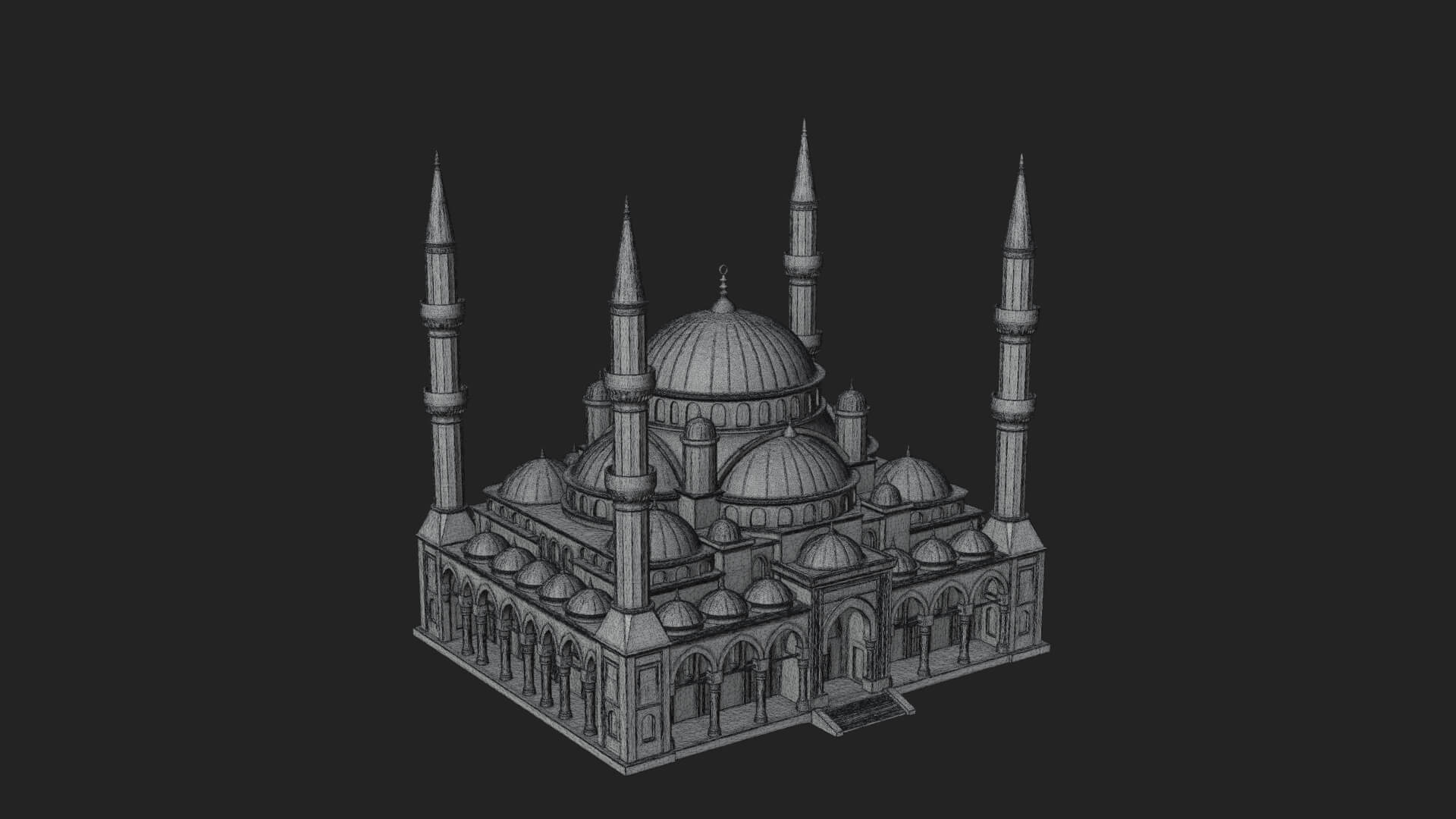 Domed Mosque Temple Design 2 3D Print Model 3D Model