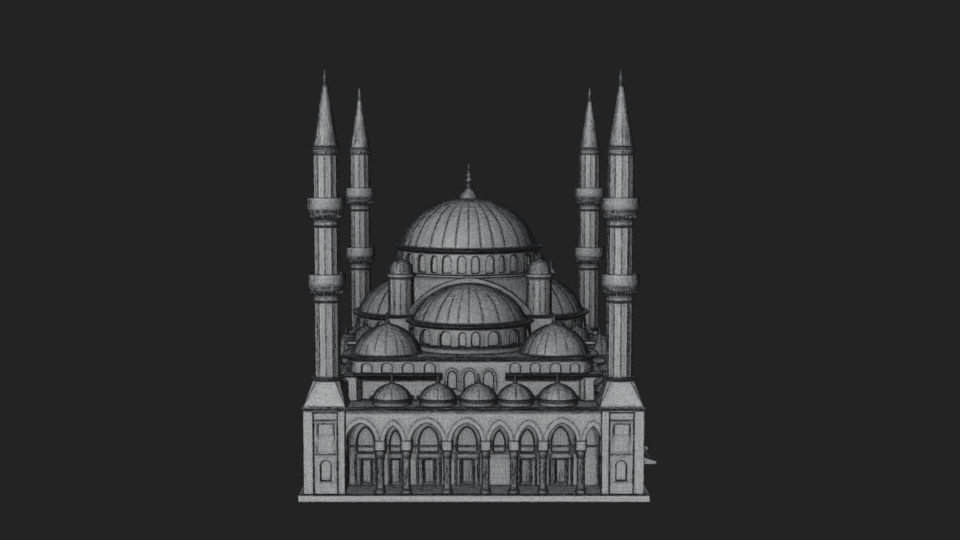 Domed Mosque Temple Design 2 3D Print Model 3D Model