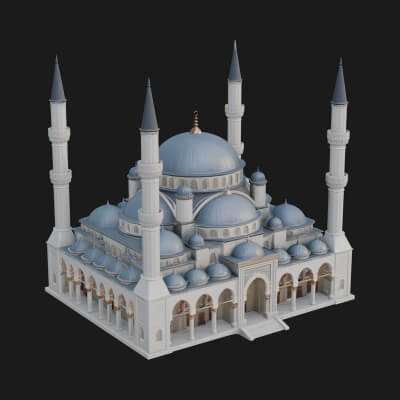 Domed Mosque Temple Design 2 3D Print Model