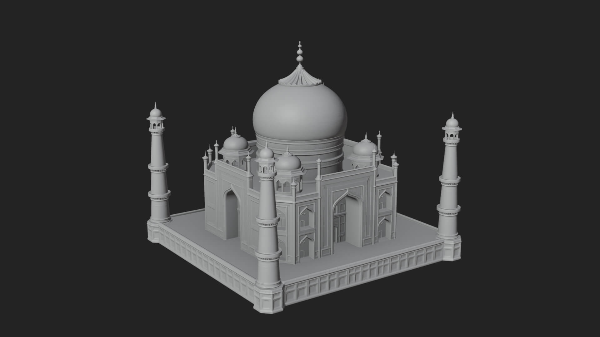 Domed Mosque Temple Design 3 3D Print Model 3D Model