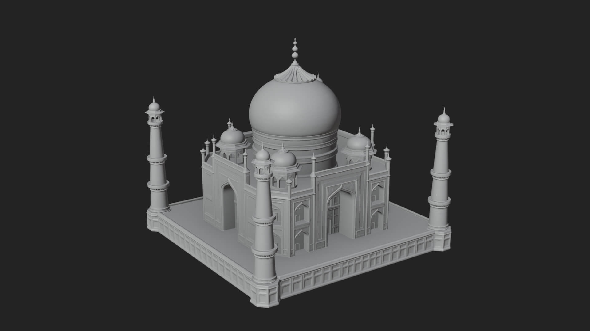 Domed Mosque Temple Design 3 3D Print Model 3D Model