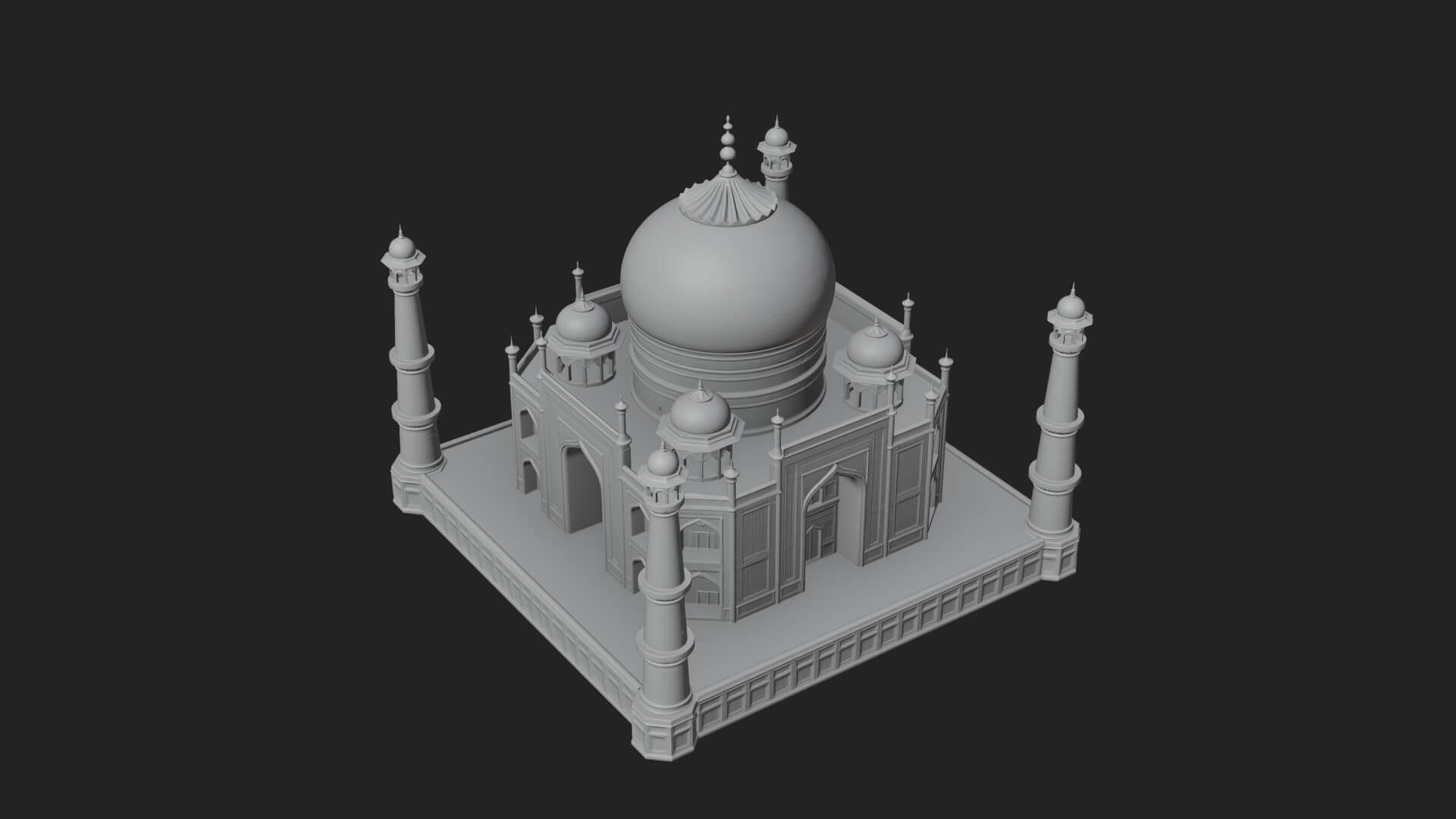 Domed Mosque Temple Design 3 3D Print Model 3D Model