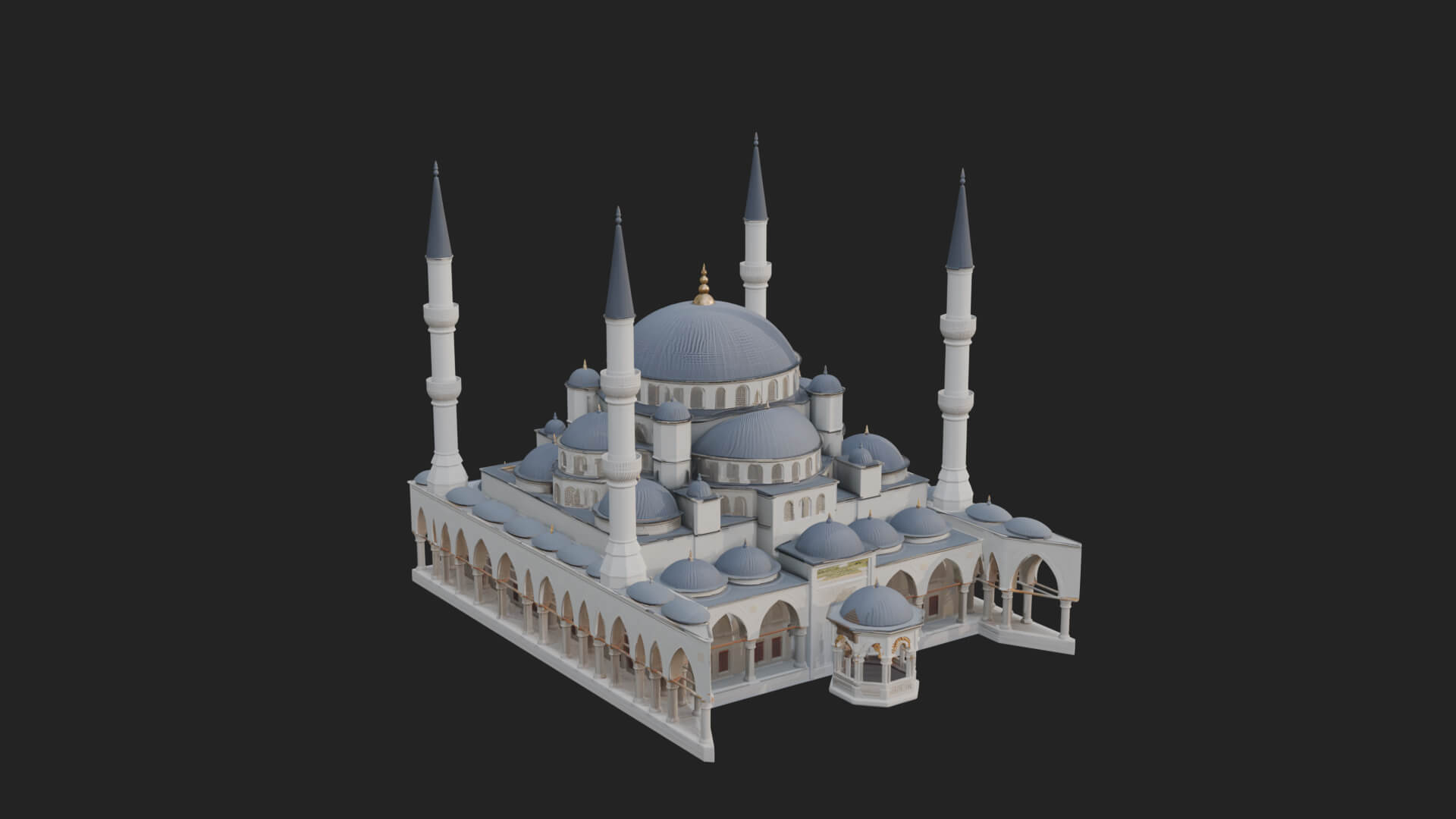 Domed Mosque Temple Design 4 3D Print Model 3D Model
