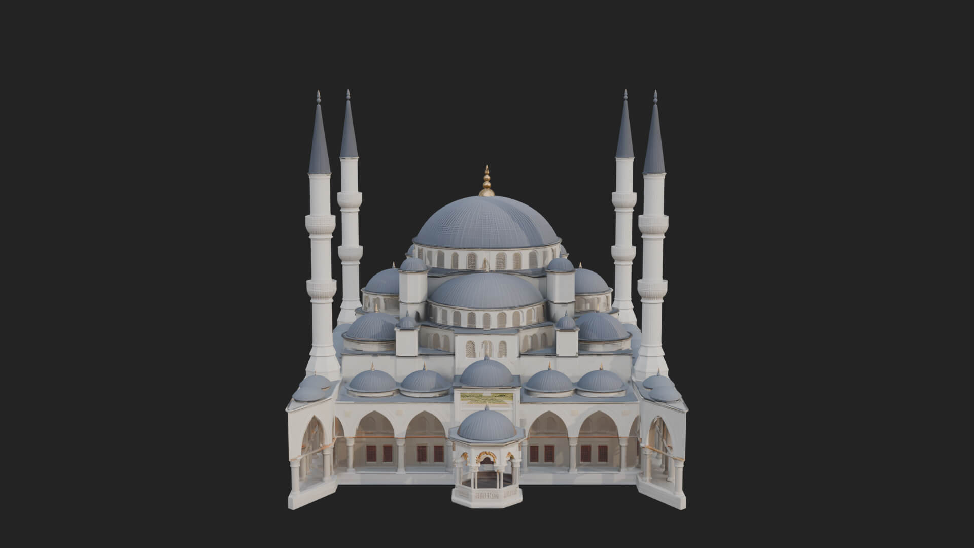 Domed Mosque Temple Design 4 3D Print Model 3D Model