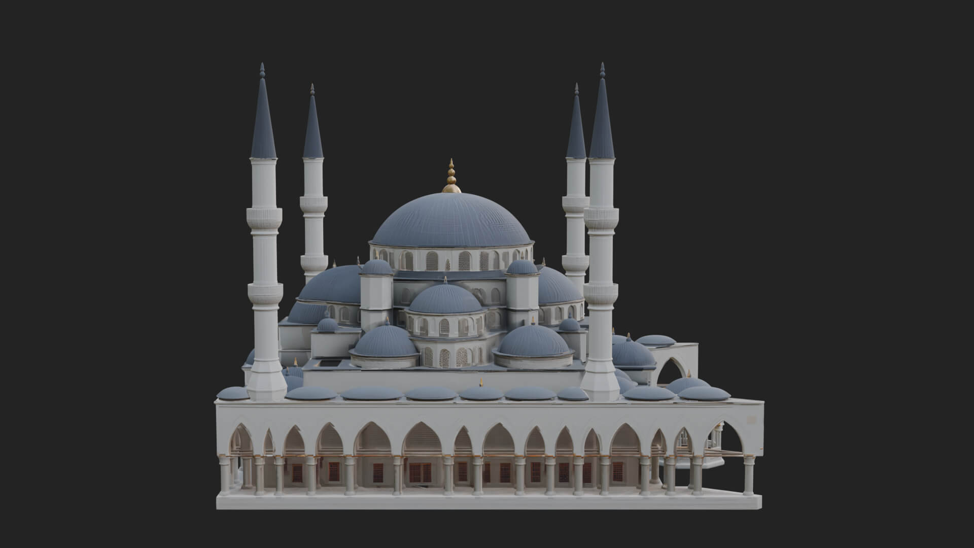 Domed Mosque Temple Design 4 3D Print Model 3D Model