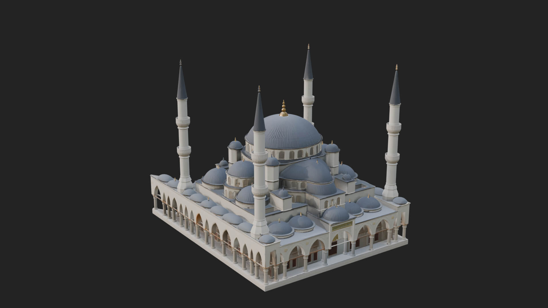 Domed Mosque Temple Design 4 3D Print Model 3D Model