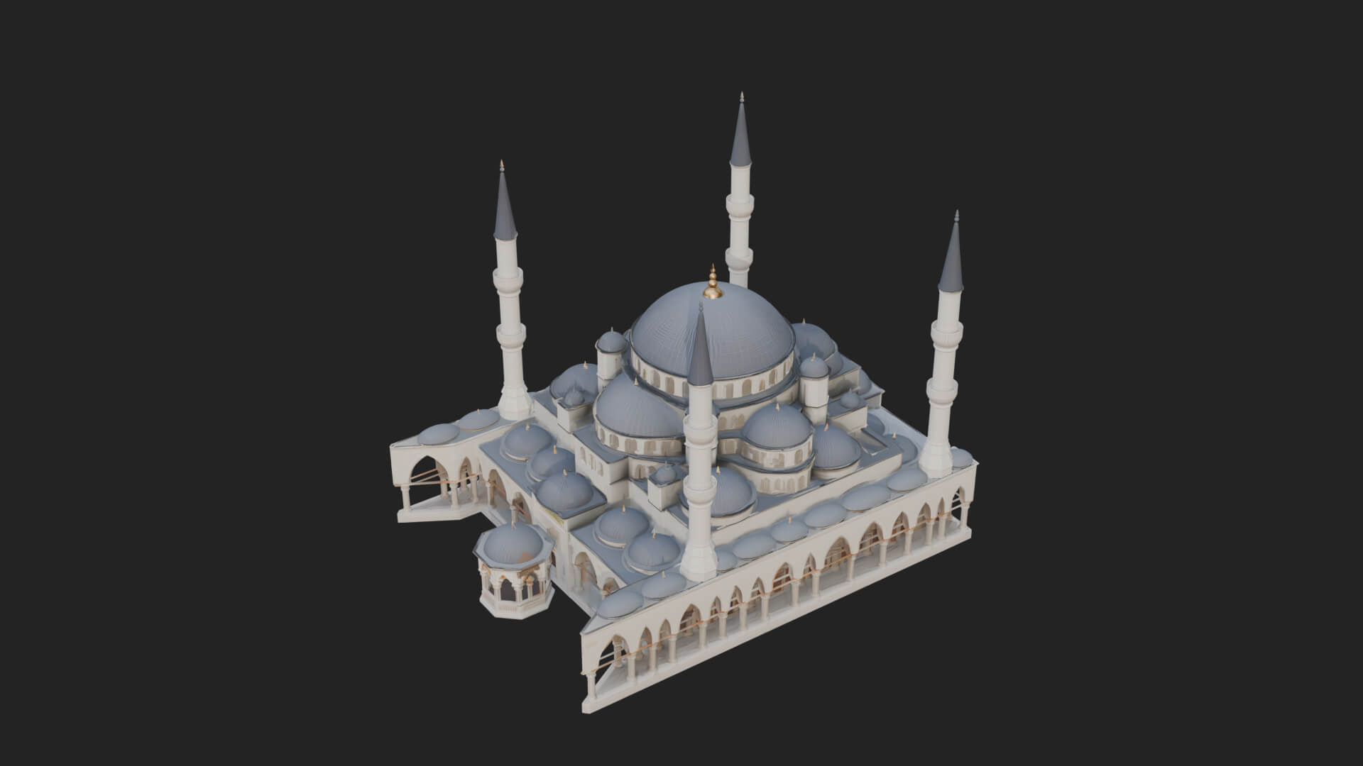 Domed Mosque Temple Design 4 3D Print Model 3D Model