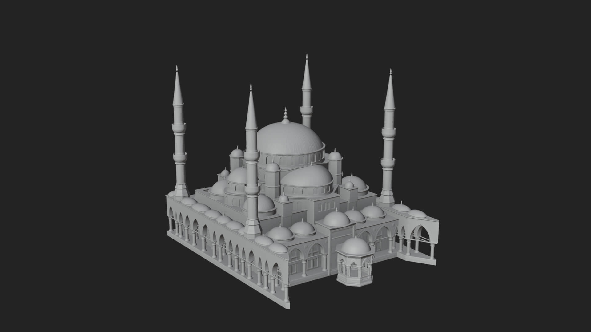 Domed Mosque Temple Design 4 3D Print Model 3D Model