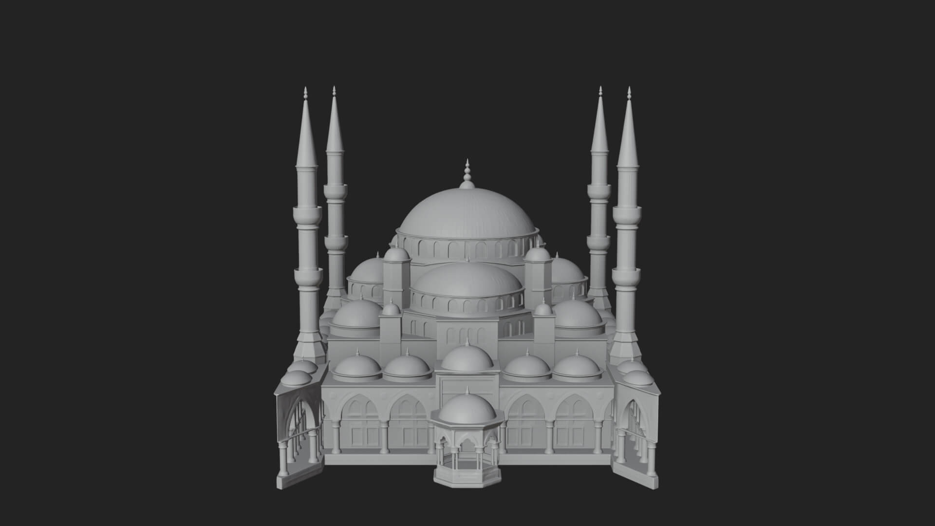 Domed Mosque Temple Design 4 3D Print Model 3D Model