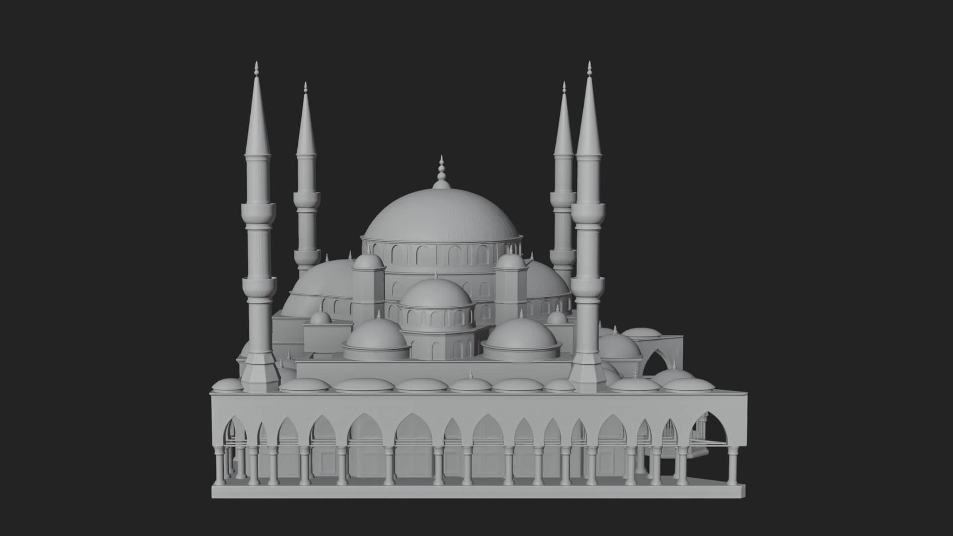 Domed Mosque Temple Design 4 3D Print Model 3D Model