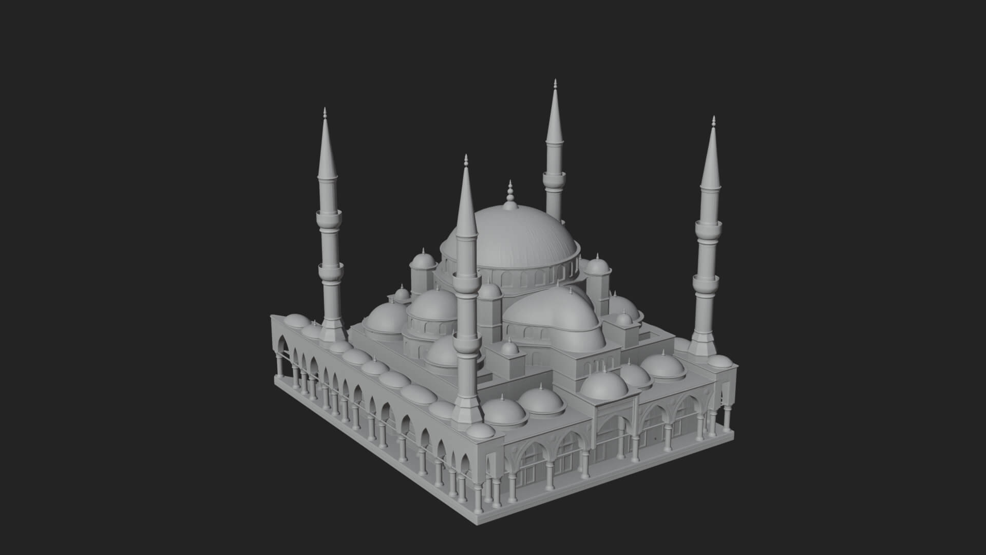 Domed Mosque Temple Design 4 3D Print Model 3D Model