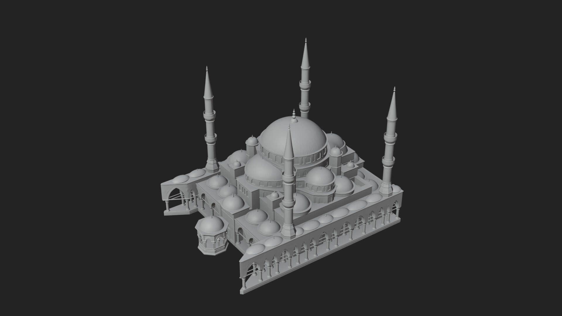 Domed Mosque Temple Design 4 3D Print Model 3D Model
