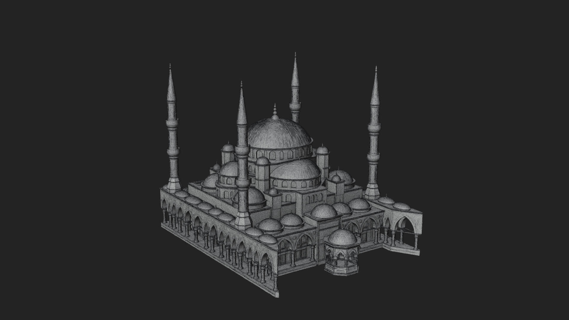 Domed Mosque Temple Design 4 3D Print Model 3D Model