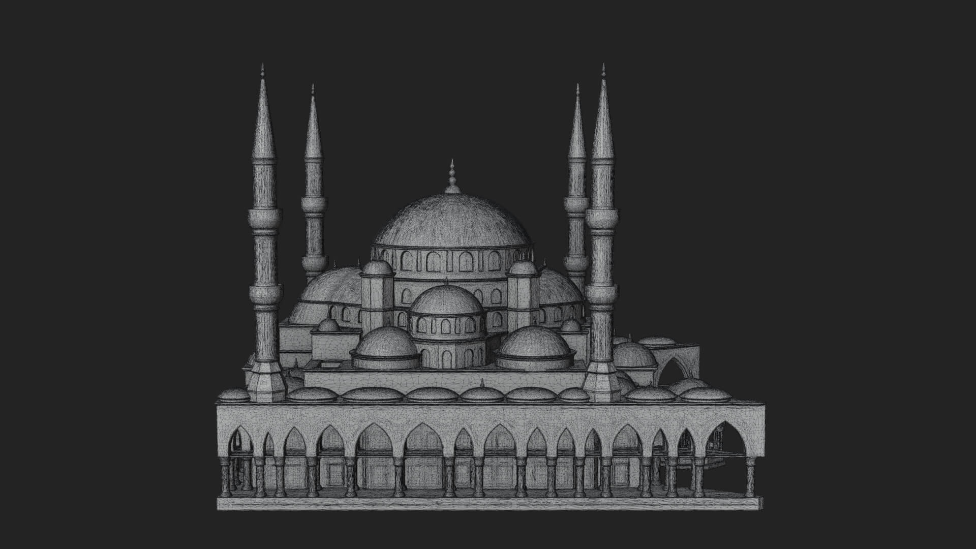 Domed Mosque Temple Design 4 3D Print Model 3D Model
