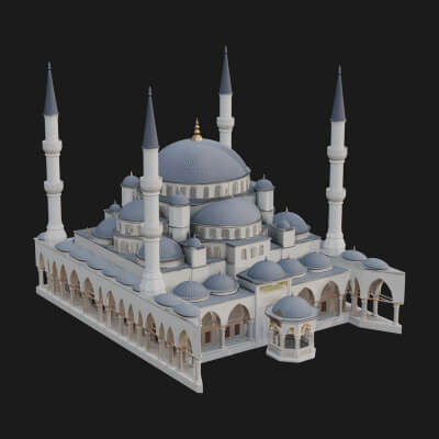 Domed Mosque Temple Design 4 3D Print Model