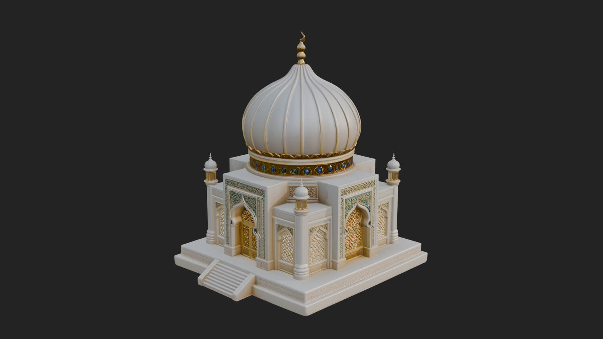 Domed Mosque Temple Design 5 3D Print Model 3D Model