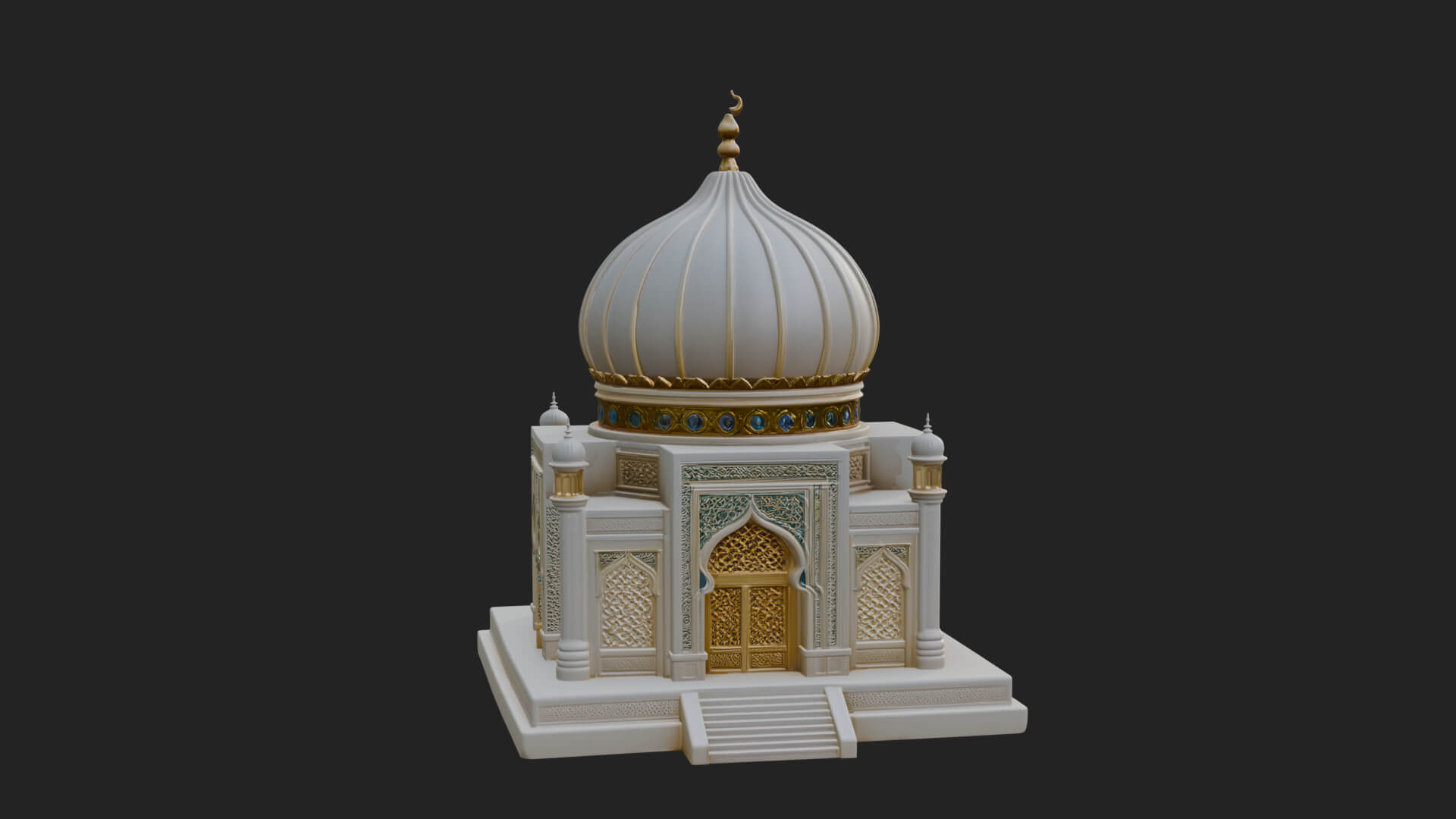 Domed Mosque Temple Design 5 3D Print Model 3D Model
