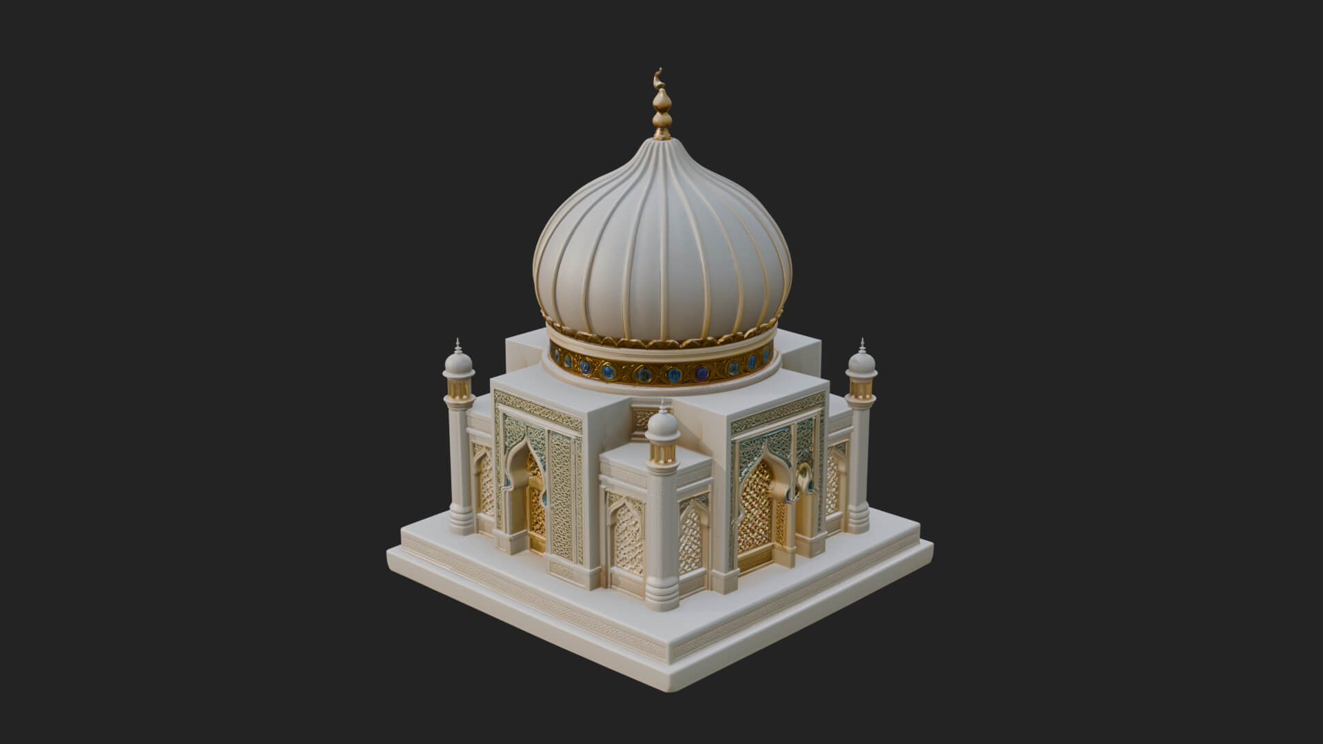 Domed Mosque Temple Design 5 3D Print Model 3D Model
