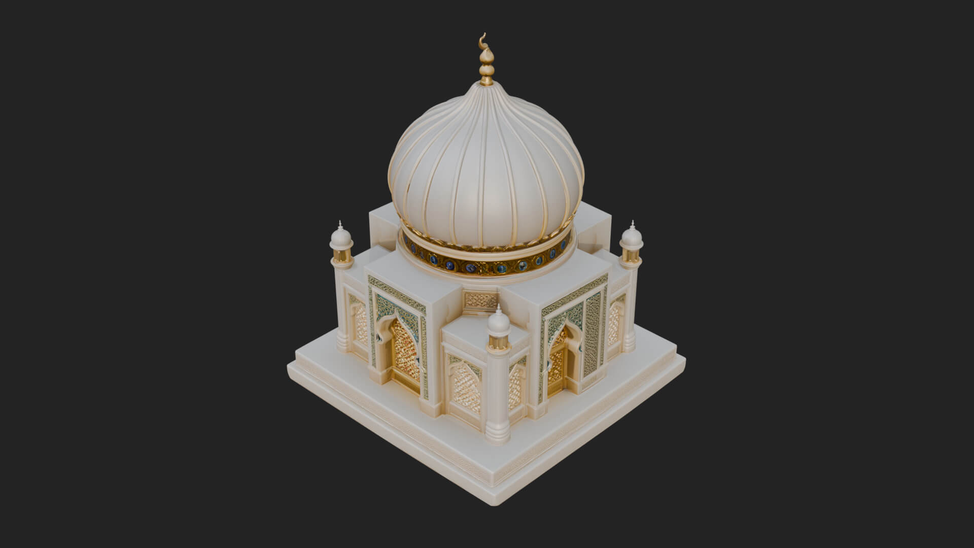 Domed Mosque Temple Design 5 3D Print Model 3D Model