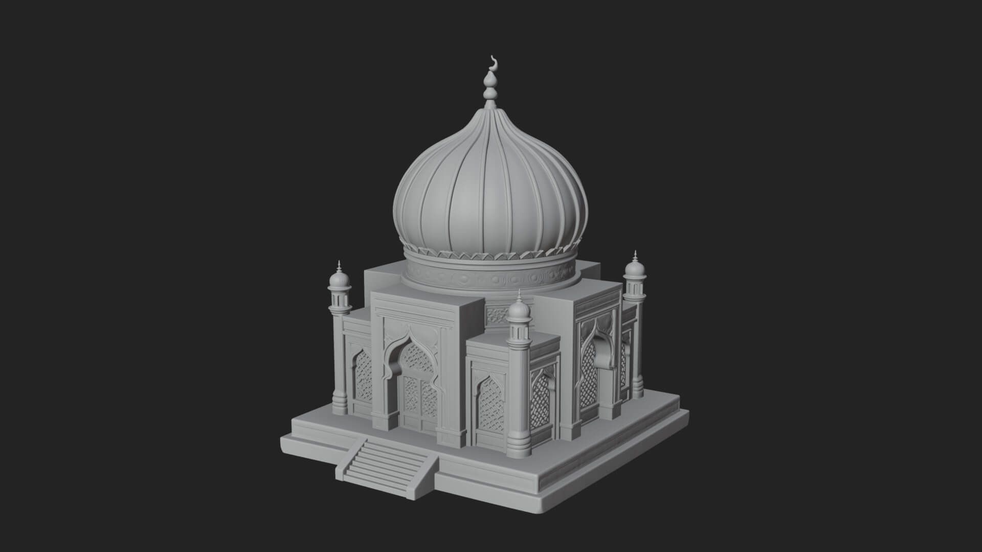 Domed Mosque Temple Design 5 3D Print Model 3D Model