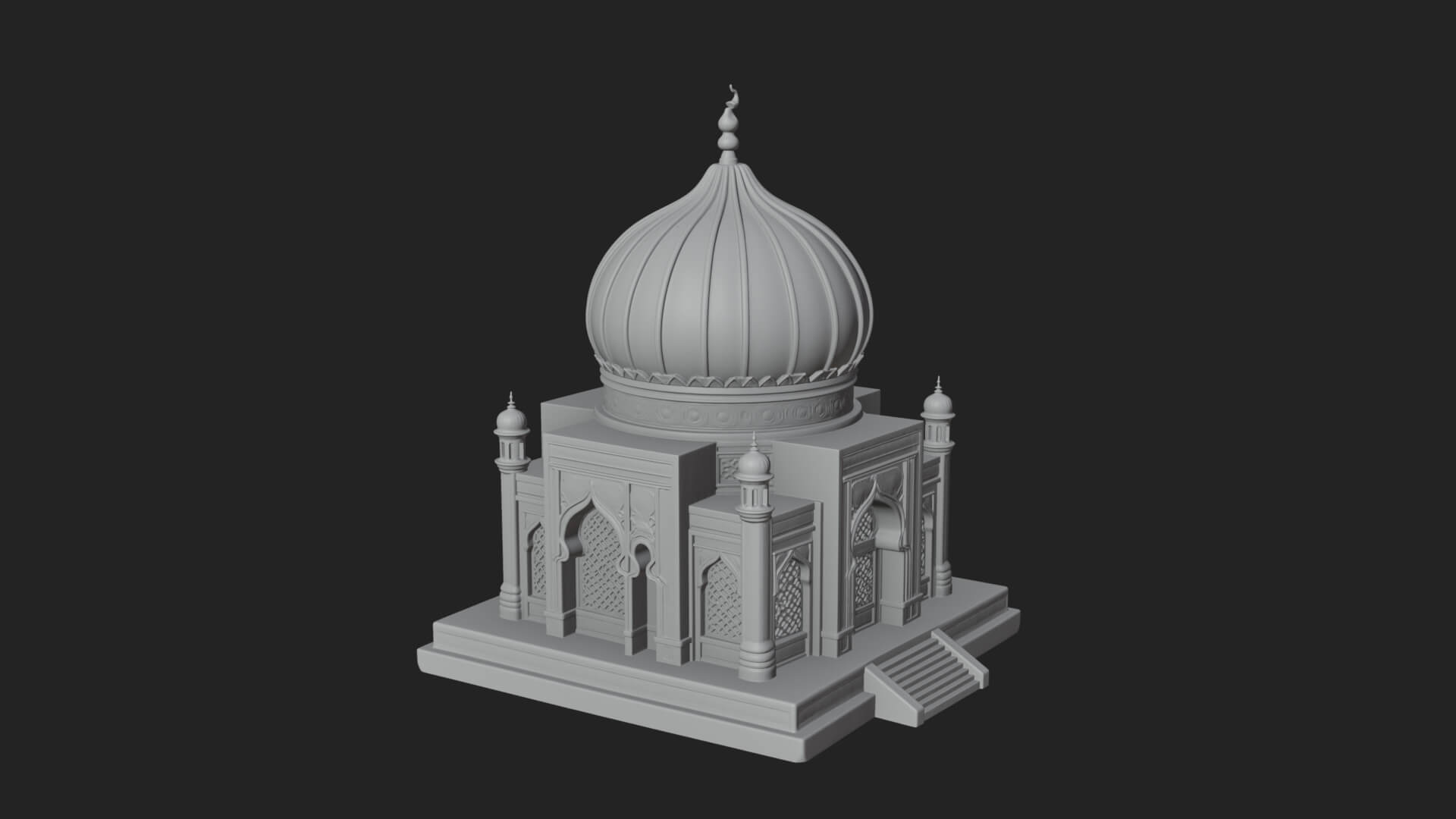 Domed Mosque Temple Design 5 3D Print Model 3D Model