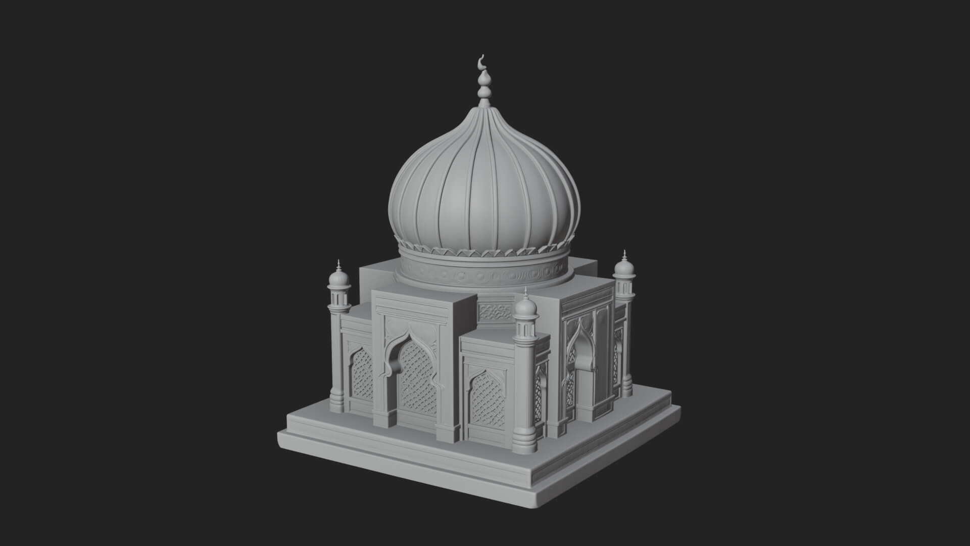 Domed Mosque Temple Design 5 3D Print Model 3D Model