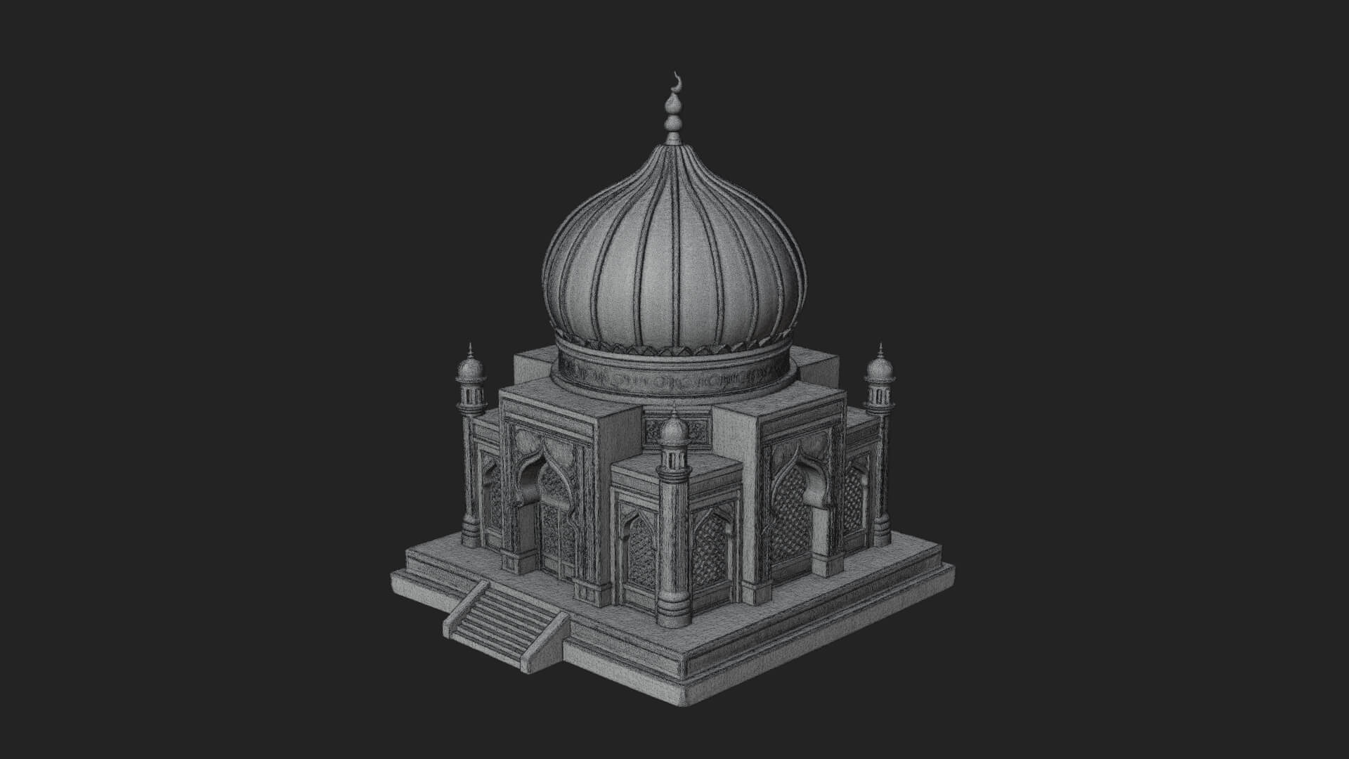 Domed Mosque Temple Design 5 3D Print Model 3D Model