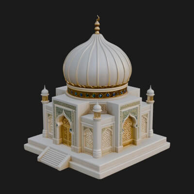 Domed Mosque Temple Design 5 3D Print Model