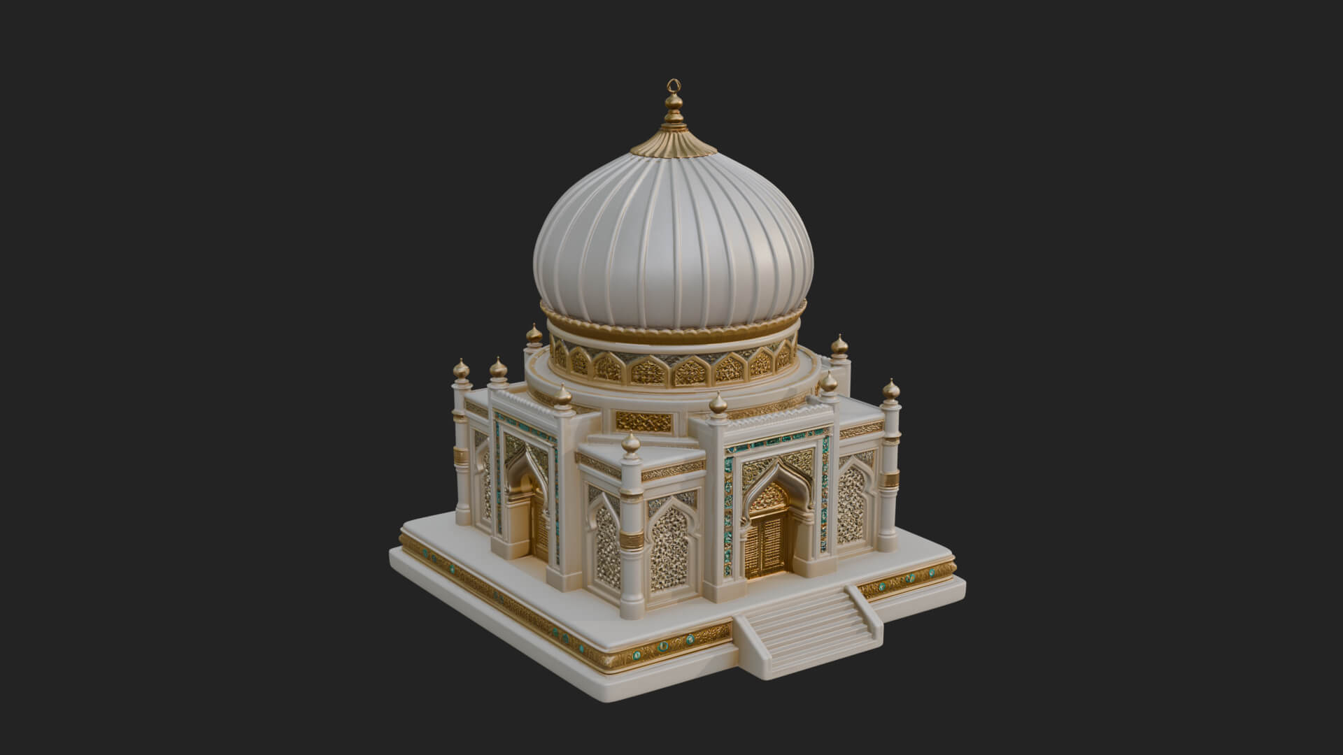 Domed Mosque Temple Design 6 3D Print Model 3D Model