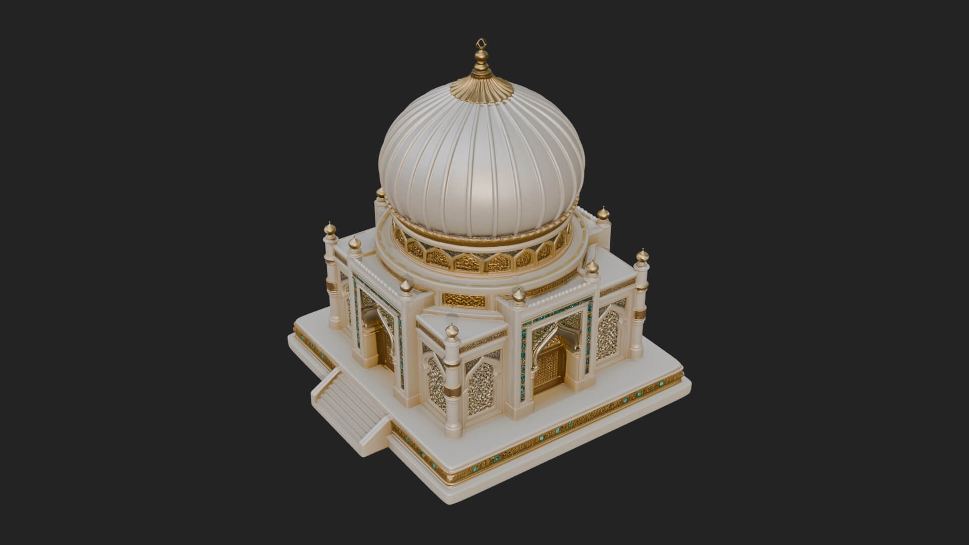 Domed Mosque Temple Design 6 3D Print Model 3D Model