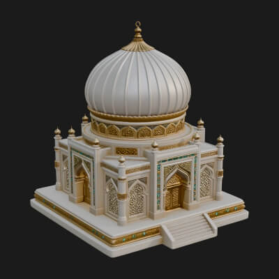 Domed Mosque Temple Design 6 3D Print Model
