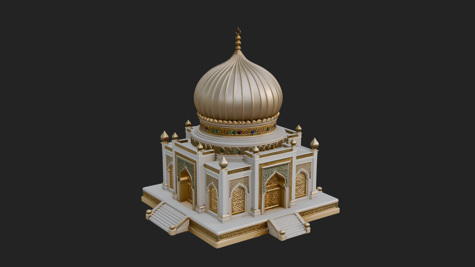 Domed Mosque Temple Design 7 3D Print Model 3D Model