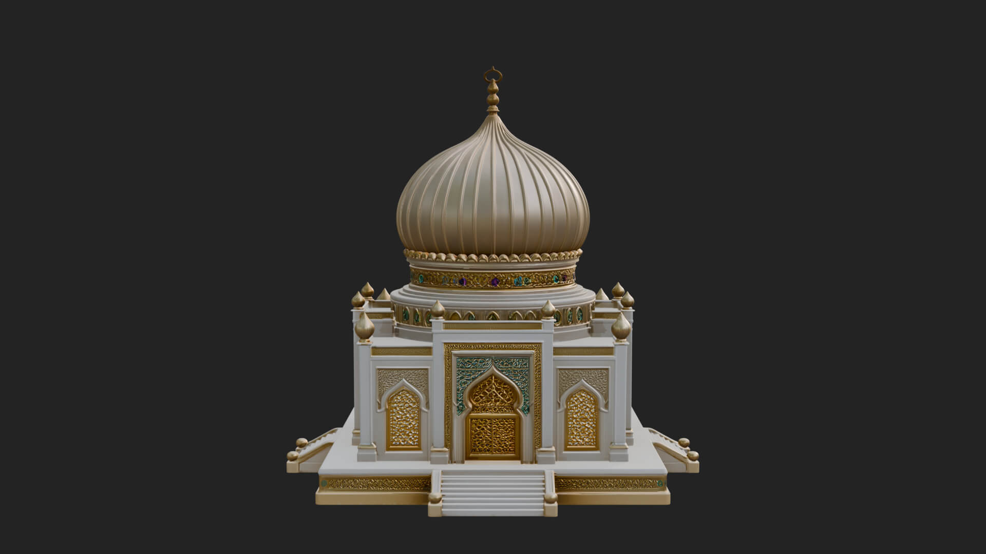 Domed Mosque Temple Design 7 3D Print Model 3D Model
