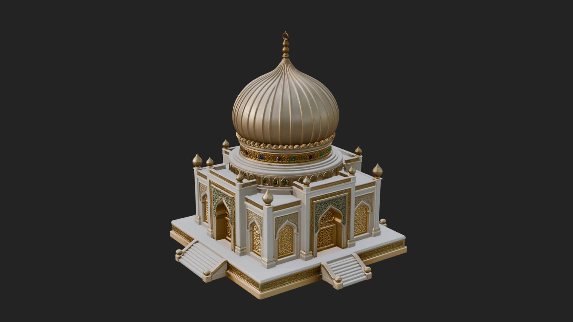 Domed Mosque Temple Design 7 3D Print Model 3D Model