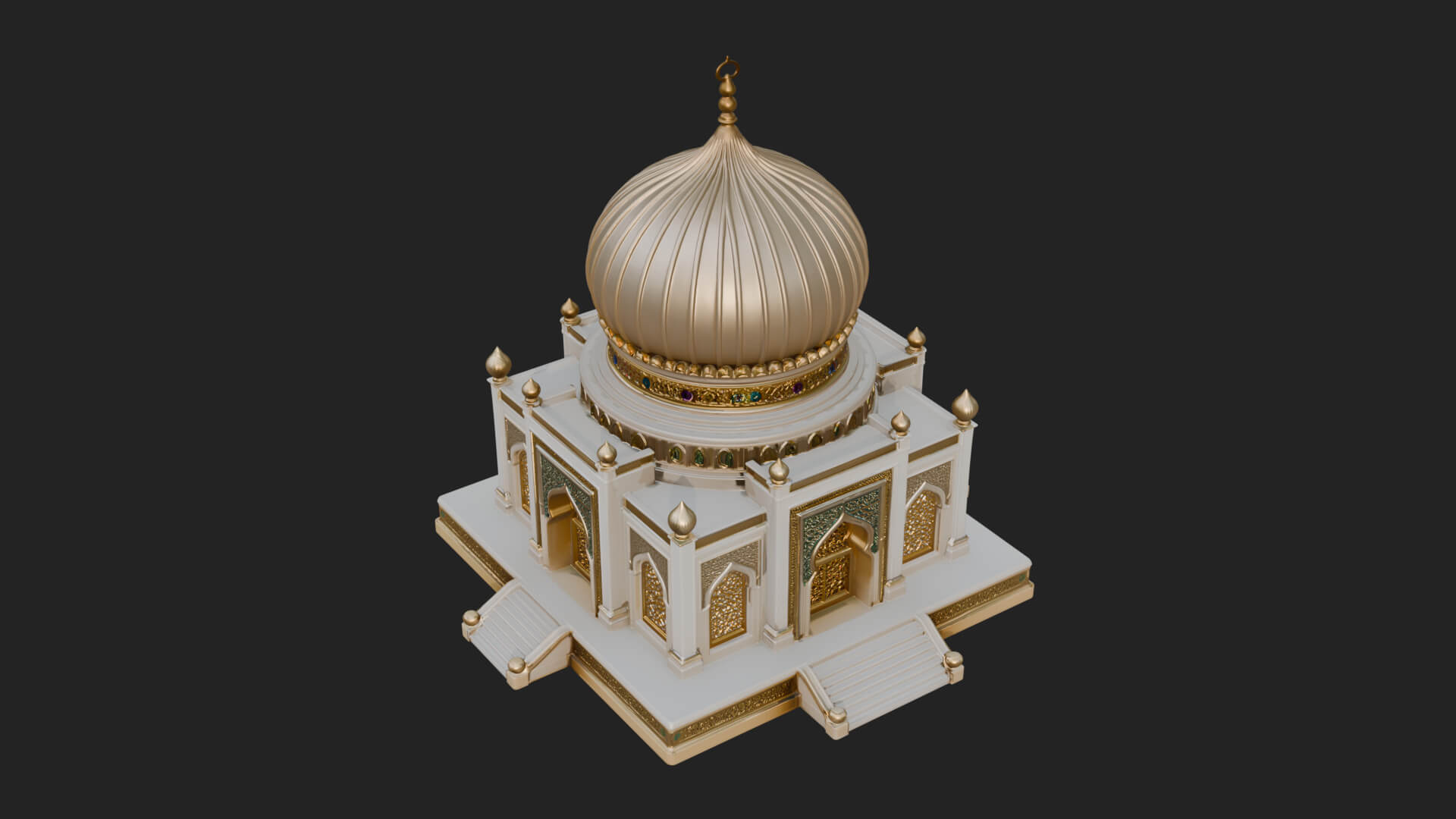 Domed Mosque Temple Design 7 3D Print Model 3D Model