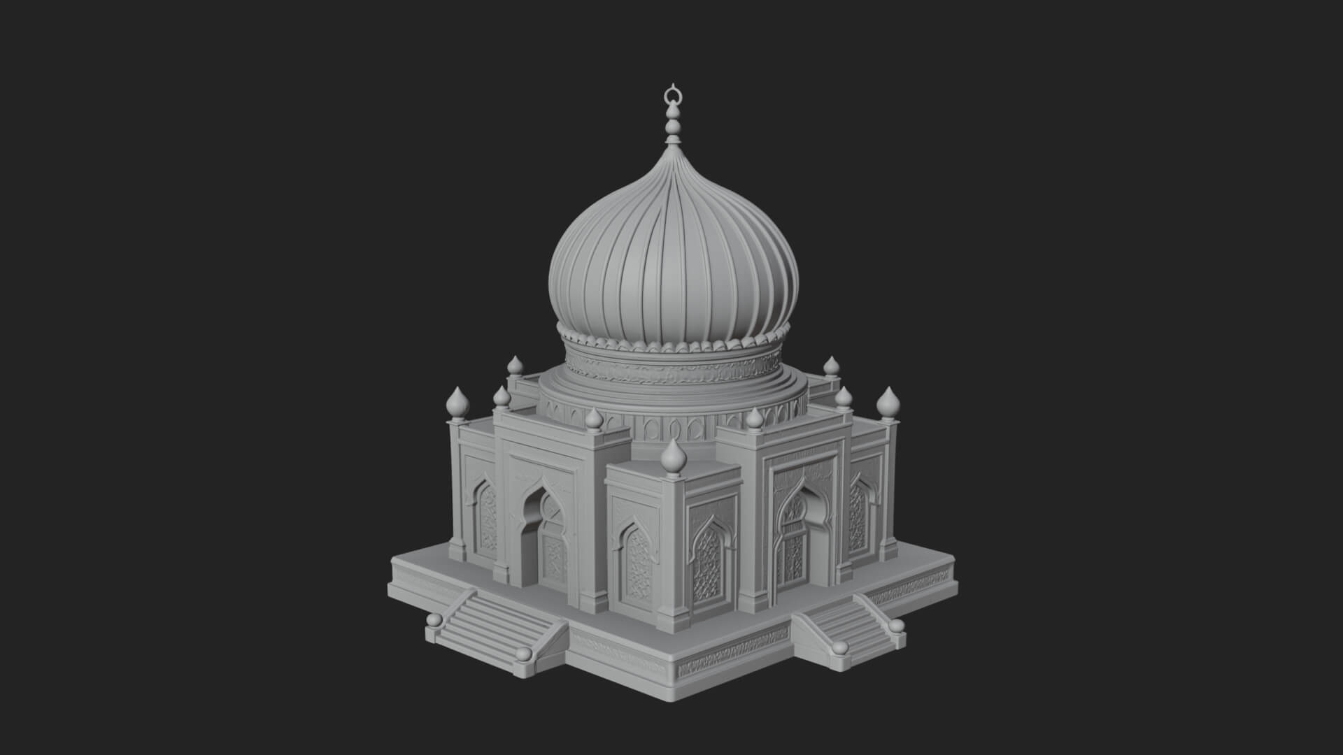Domed Mosque Temple Design 7 3D Print Model 3D Model