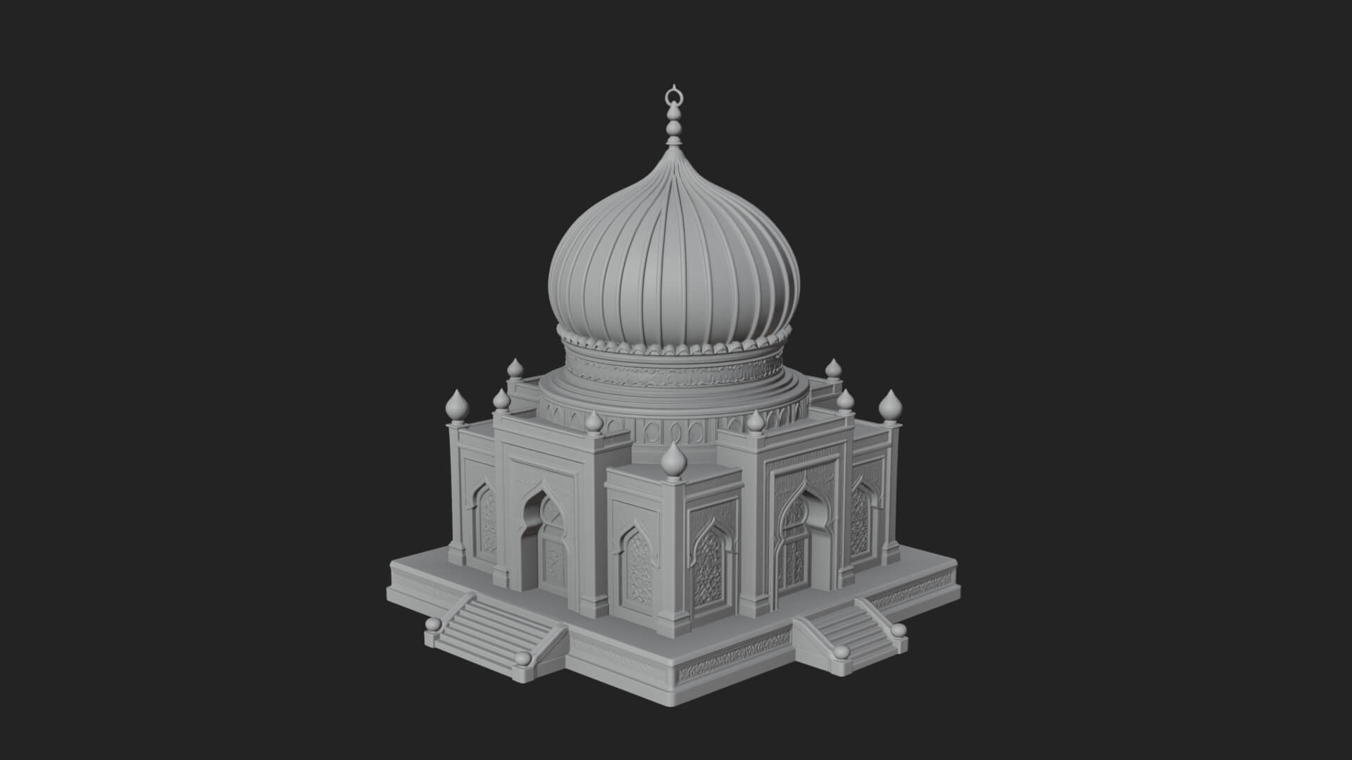 Domed Mosque Temple Design 7 3D Print Model 3D Model
