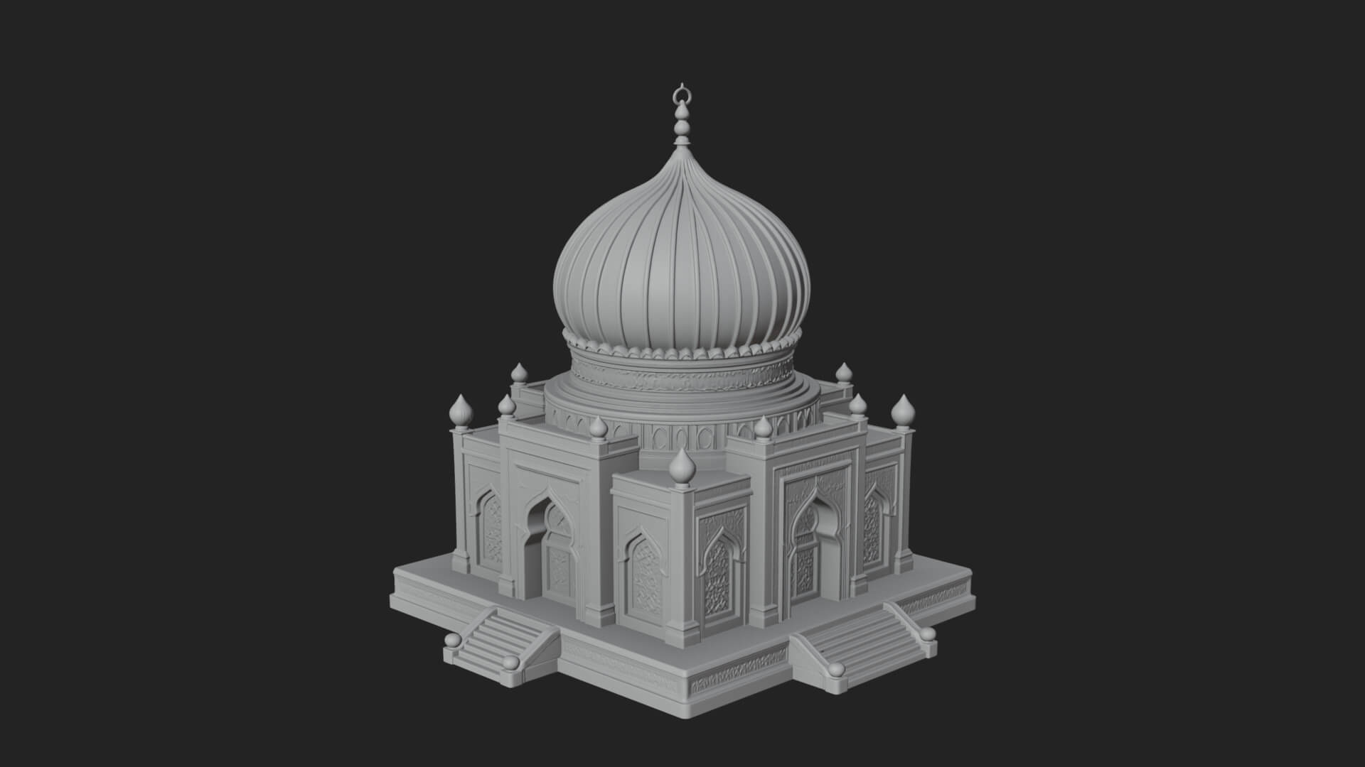 Domed Mosque Temple Design 7 3D Print Model 3D Model