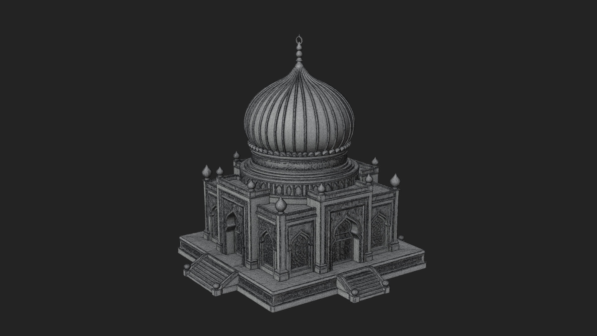 Domed Mosque Temple Design 7 3D Print Model 3D Model