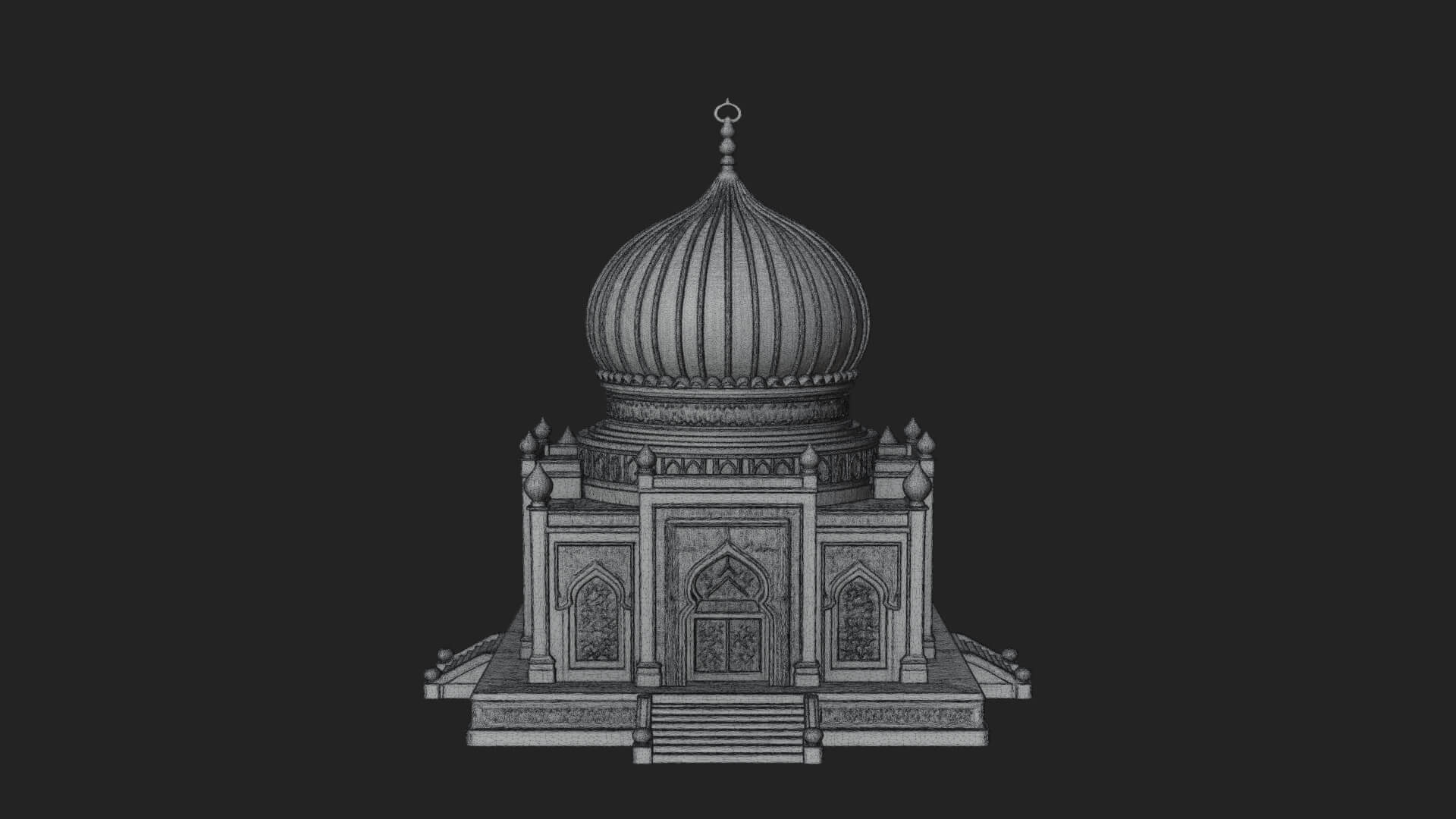 Domed Mosque Temple Design 7 3D Print Model 3D Model